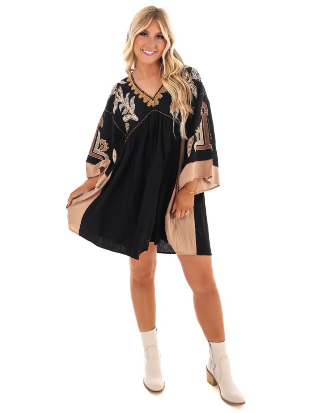 EASEL Golden Hour Babydoll Dress in Black - Picture 8 of 16